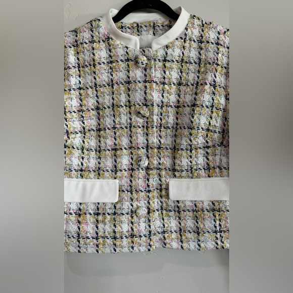 AVEC LES FILLES Women's Tweed Button-Front Jacket size medium - Picture 5 of 11